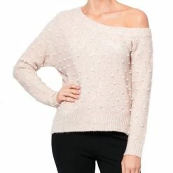 Love Token Adalynn One Shoulder Sweater in Blush - women