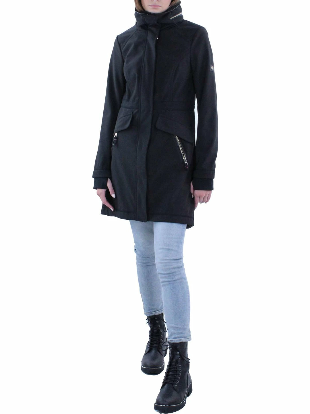 Eliza J Womens Printed Heavy Long Coat 3 Eliza J Womens Printed Heavy Long Coat