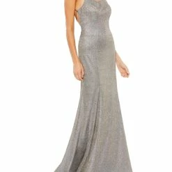 Ieena for Mac Duggal Womens Lace-Up Trumpet Evening Dress