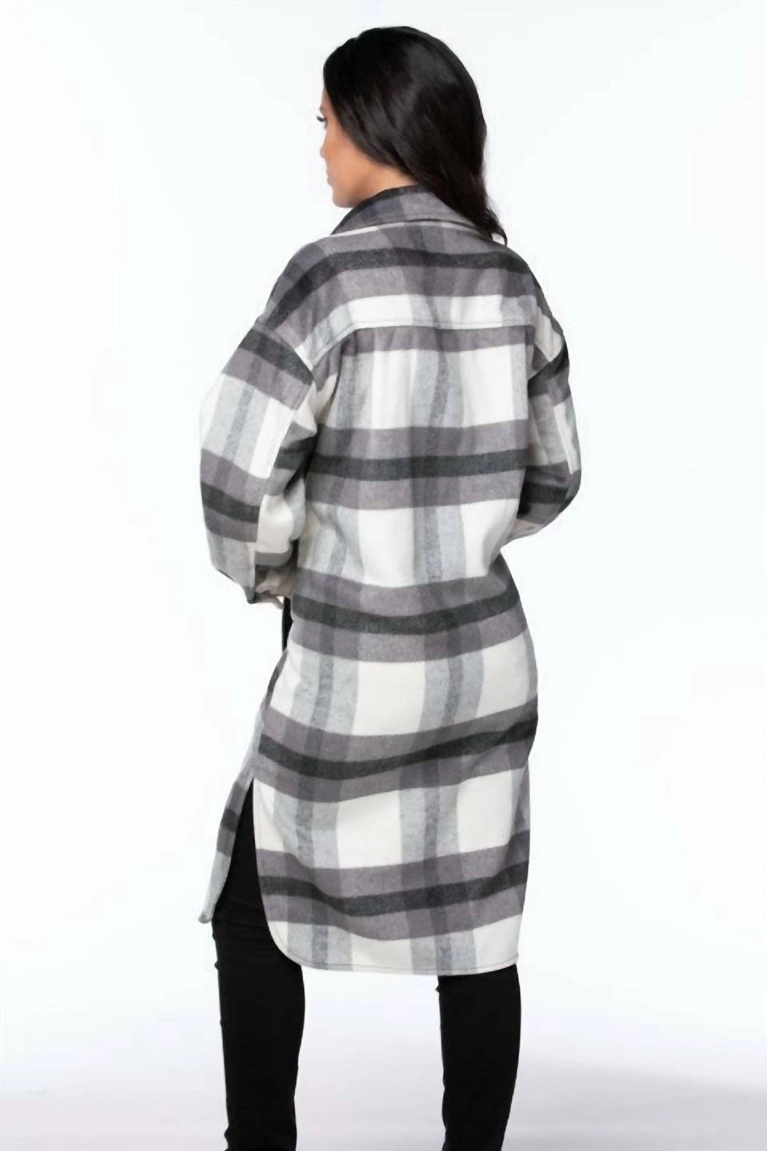 Coalition La Duster Plaid Shacket in Black - women 4 Coalition La Duster Plaid Shacket in Black - women - Image 2