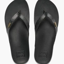 Reef Womens Cushion Court Sandal in Black Sassy