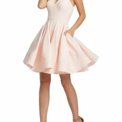 Ieena for Mac Duggal Womens Strappy Back Halter Cocktail and Party Dress