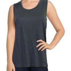 B New York Womens Scoop Neck Side Slit Tank Top