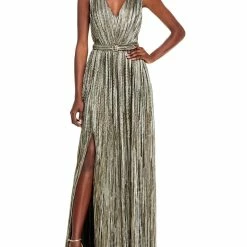 Eliza J Womens Metallic Sleeveless Evening Dress