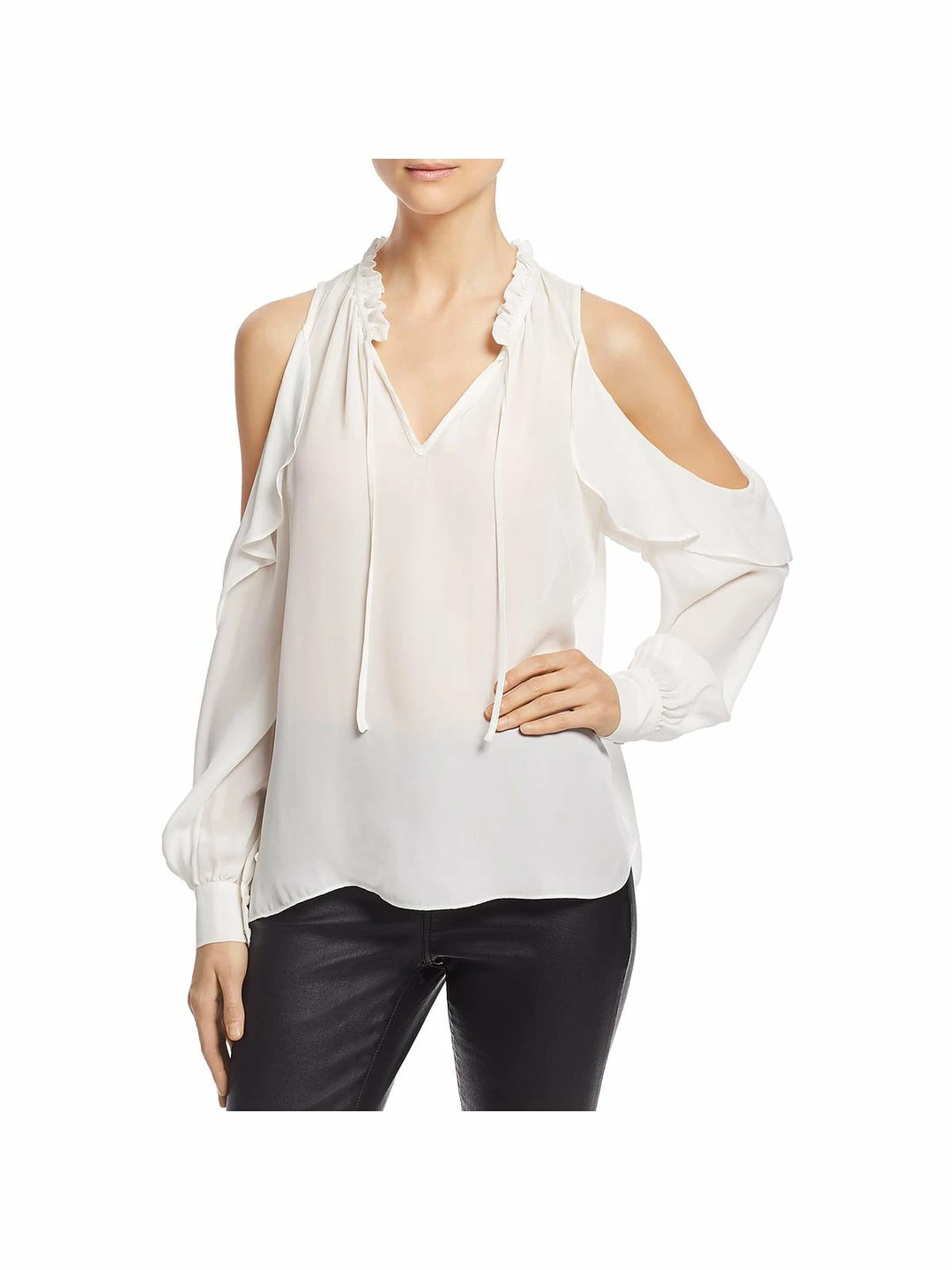 Parker Marjorie Womens Cold Shoulder Ruffled Blouse 3 Parker Marjorie Womens Cold Shoulder Ruffled Blouse