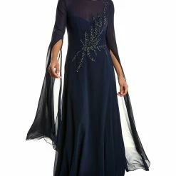 Teri Jon by Rickie Freeman Beaded Crepe Gown - women