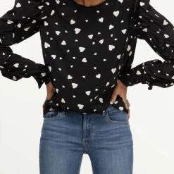 Essentiel Antwerp Zammoth Ruffed Sleeve Top in Black - women