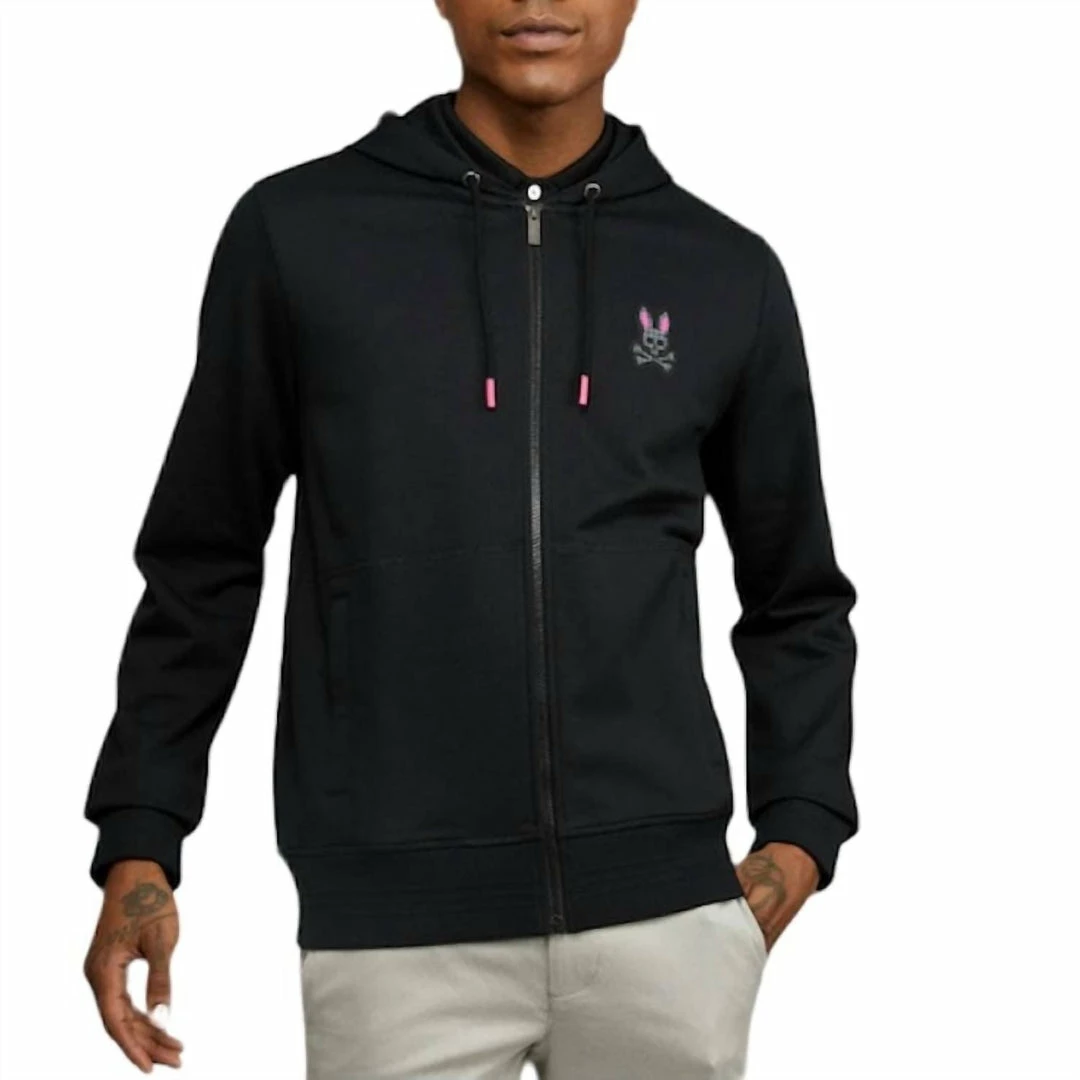 Psycho Bunny Men'S Drake Full Zip Hoodie in Black 3 Psycho Bunny Men'S Drake Full Zip Hoodie in Black
