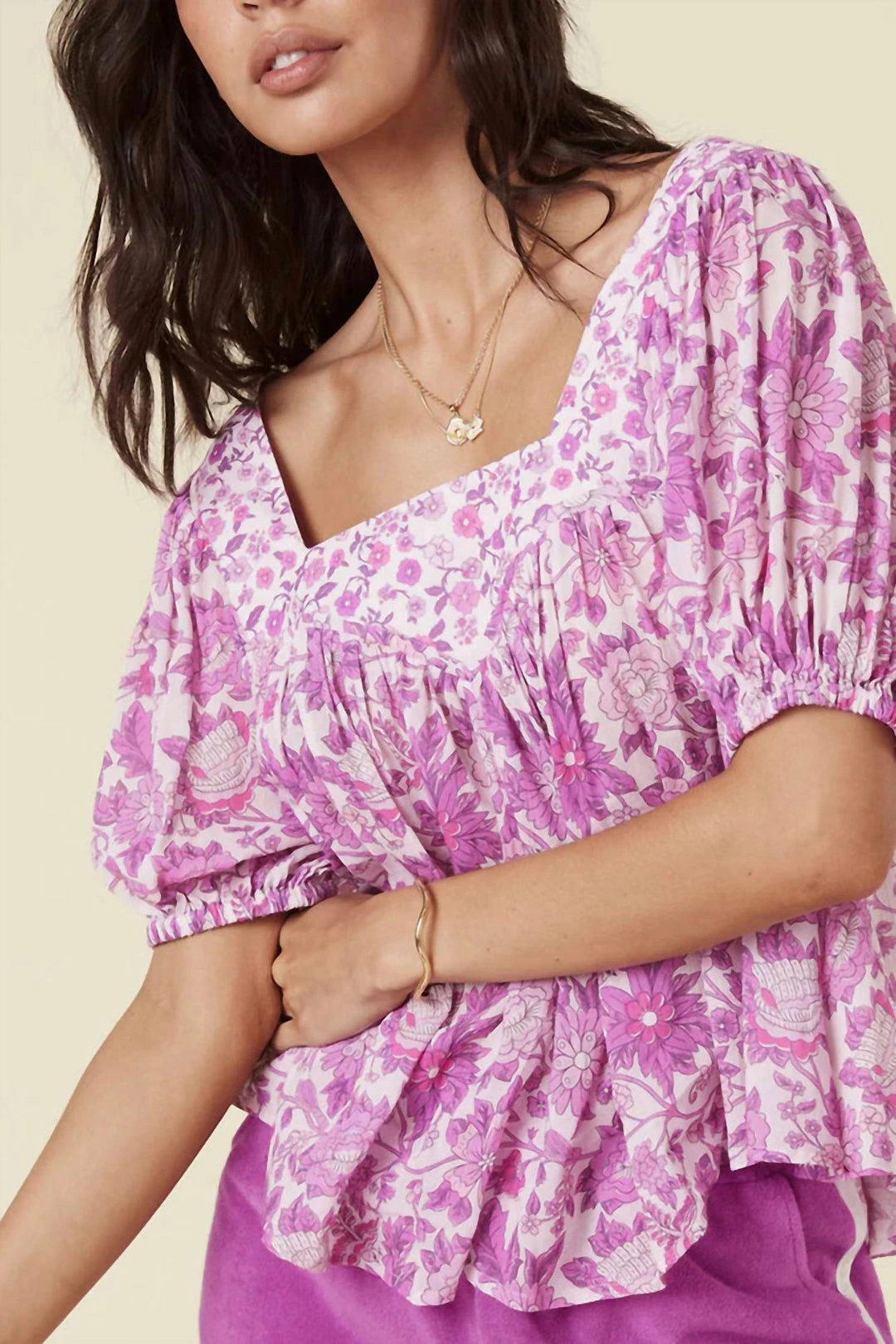 Spell Mossy Short Sleeve Blouse in Lilac - women 4 Spell Mossy Short Sleeve Blouse in Lilac - women - Image 2