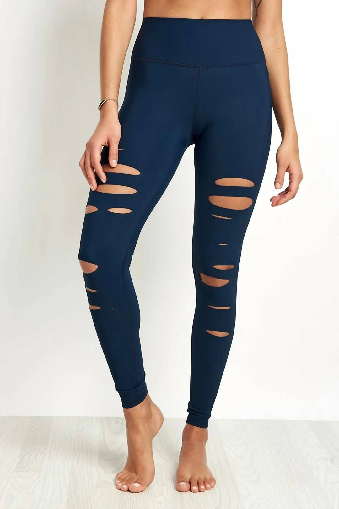 Alo Yoga High Waist Ripped Warrior Legging in Navy - women 3 Alo Yoga High Waist Ripped Warrior Legging in Navy - women