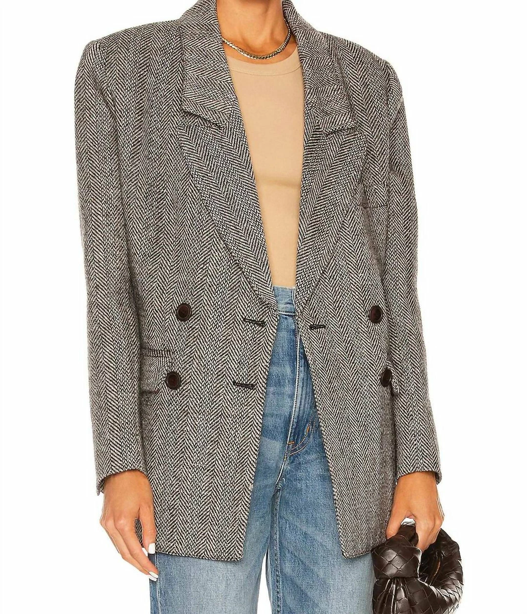 Smythe Oversized Db Blazer In Black/Ivory Herringbone - women 3 Smythe Oversized Db Blazer In Black/Ivory Herringbone - women