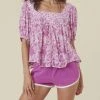 Spell Mossy Short Sleeve Blouse in Lilac - women