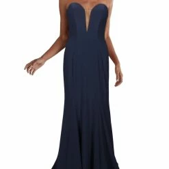 Ieena for Mac Duggal Womens Mesh Inset Strapless Evening Dress