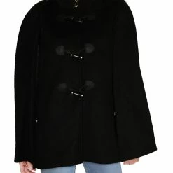 Eliza J Womens Faux Fur Trim Heavy Faux Fur Jacket