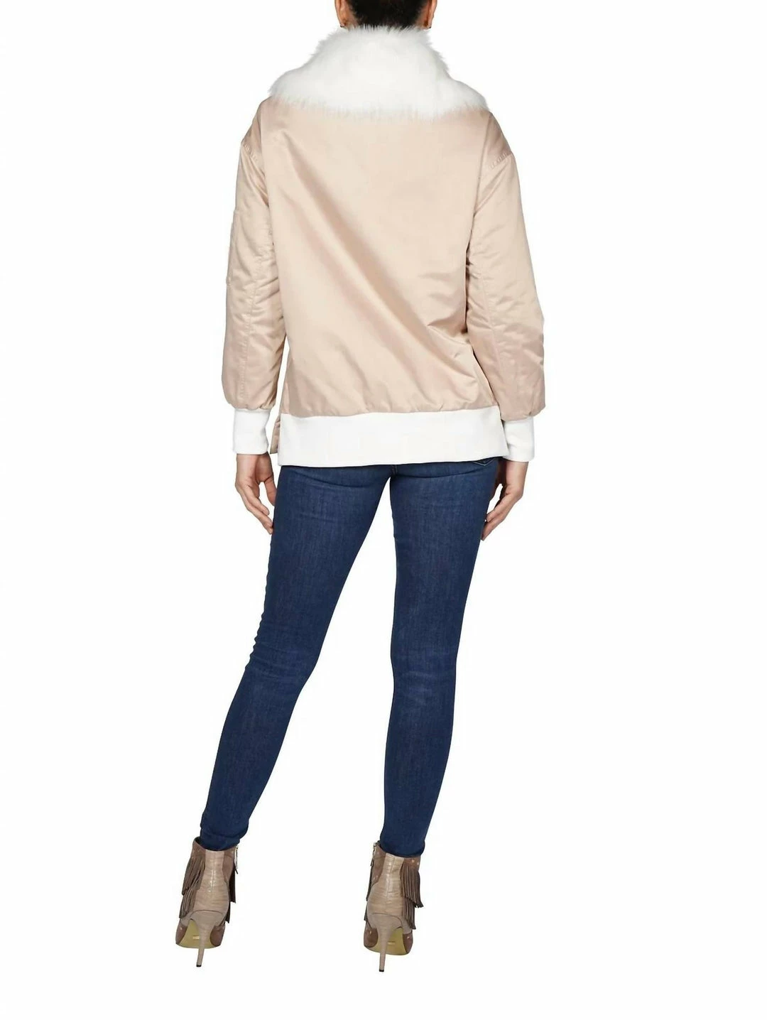 Love Token Ada Bomber Jacket With Removable Collar In Champagne - women 6 Love Token Ada Bomber Jacket With Removable Collar In Champagne - women - Image 4