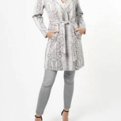 Love Token Kobe Snake Print Coat in Grey - women