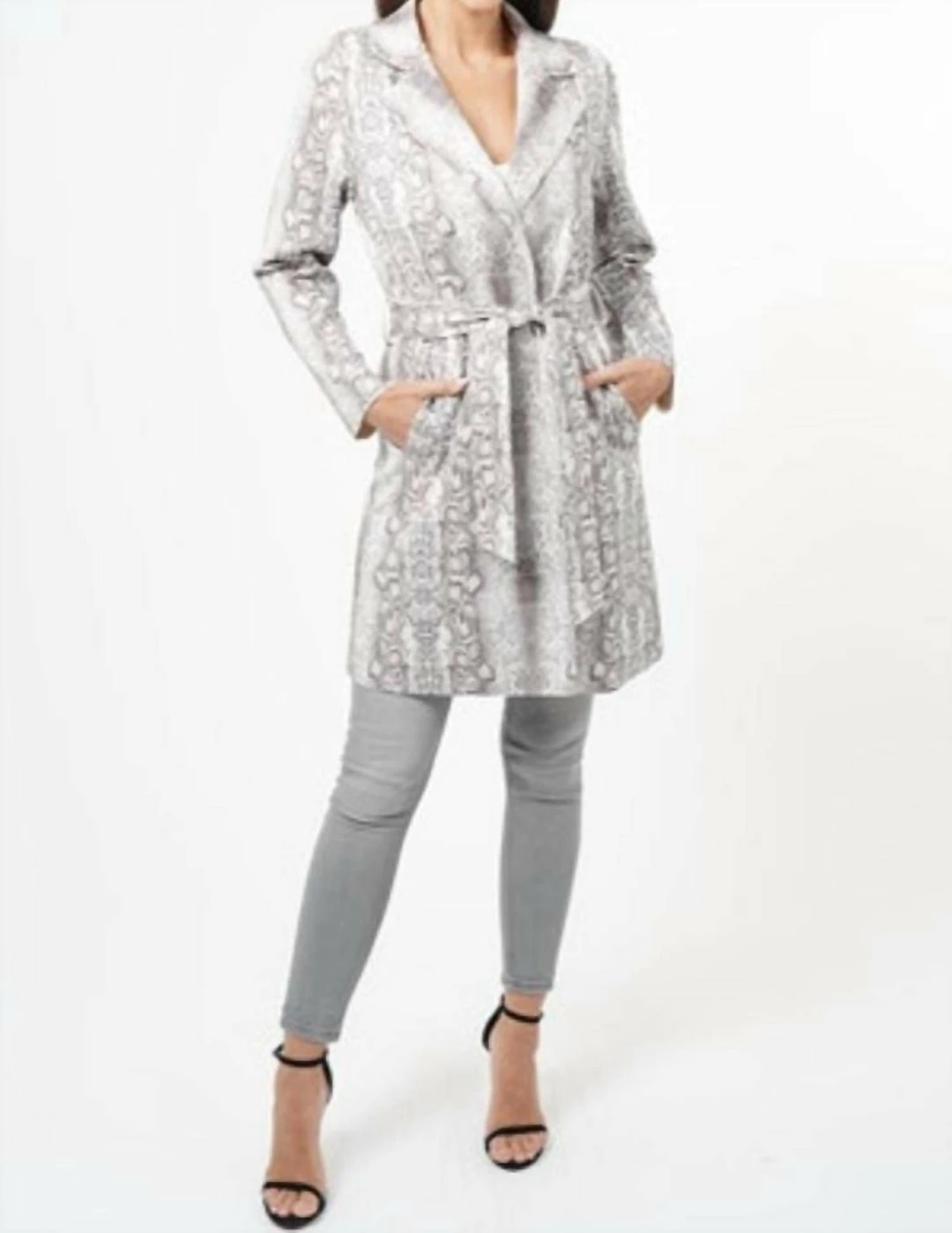 Love Token Kobe Snake Print Coat in Grey - women 3 Love Token Kobe Snake Print Coat in Grey - women
