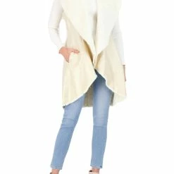 Eliza J Womens Faux Shearling Long Vest