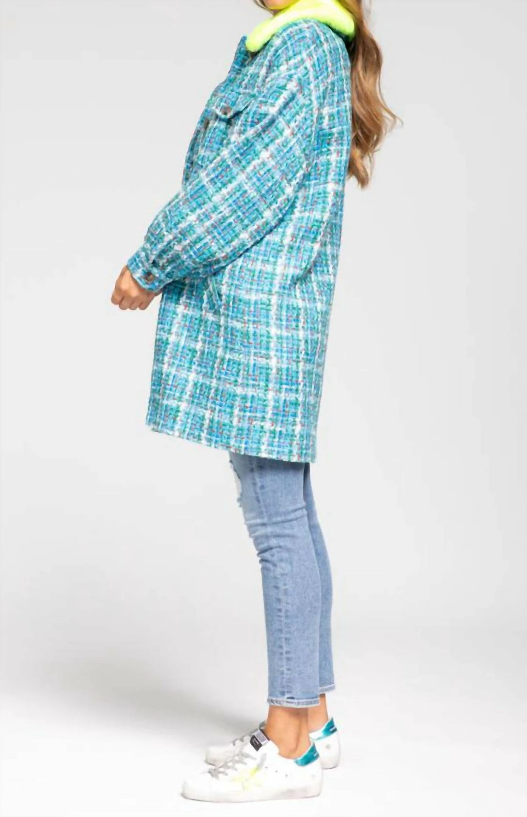 Essentiel Antwerp Zorm2 Fake Fur Collar Coat in Combo2 Denim Blue - women 4 Essentiel Antwerp Zorm2 Fake Fur Collar Coat in Combo2 Denim Blue - women - Image 2