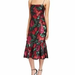 Saylor Deidre Sequin Floral Dress in Black - women