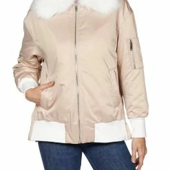 Love Token Ada Bomber Jacket With Removable Collar In Champagne - women