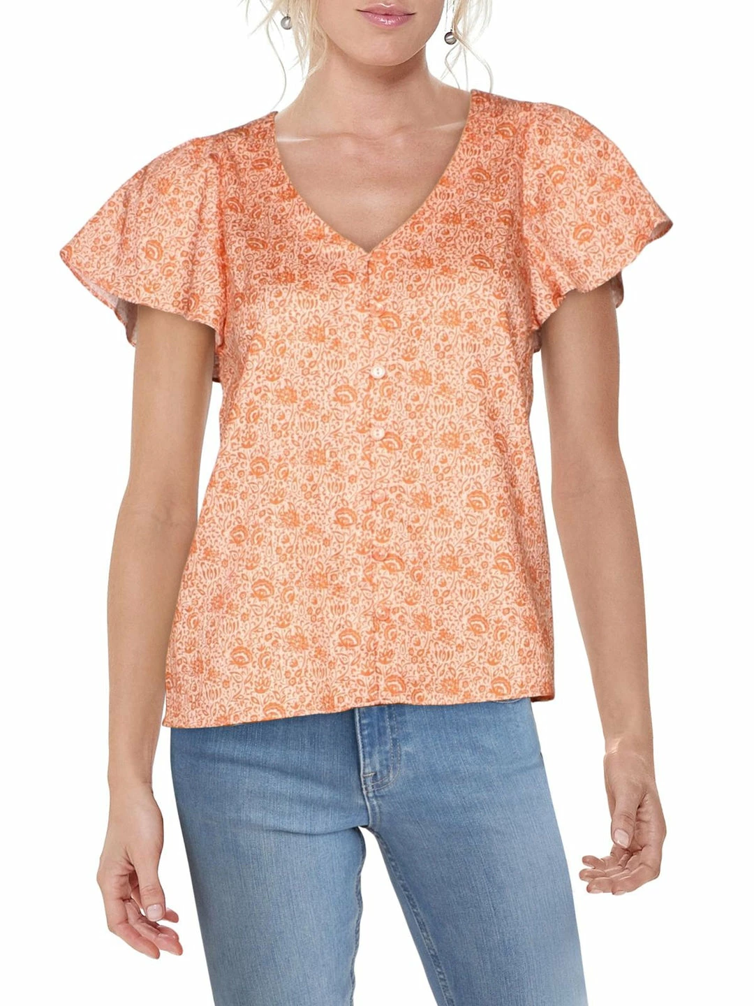 Parker Gloria Womens Floral V-Neck Button-Down Top 3 Parker Gloria Womens Floral V-Neck Button-Down Top
