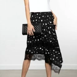 Essentiel Antwerp Zanary Lace Detail Skirt in Black - women