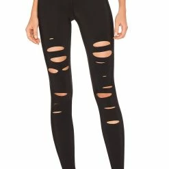 Alo Yoga High Waist Ripped Warrior Legging in Black - women