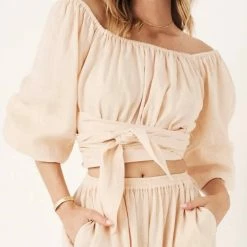 Spell Mae Linen Top in Meringue - women