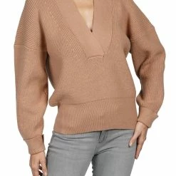 Love Token Francis V-Neck Sweater in Camel - women