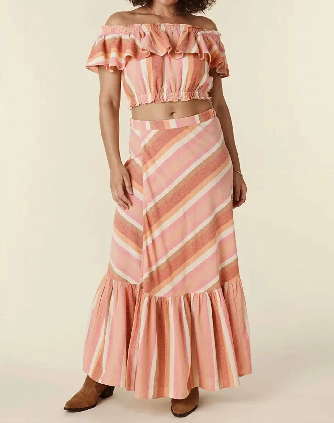 Spell Carnival Hand Loom Wrap Skirt in Sherbert Stripe - women 3 Spell Carnival Hand Loom Wrap Skirt in Sherbert Stripe - women