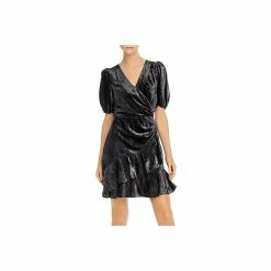 Parker Hayden Womens Velvet Metallic Wrap Dress