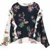 Essentiel Antwerp AFFIRMATIVE MIX PRINT TOP in Black Floral - women