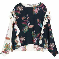Essentiel Antwerp AFFIRMATIVE MIX PRINT TOP in Black Floral - women