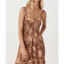 Spell Meadowland Linen Sundress in Hazelnut - women