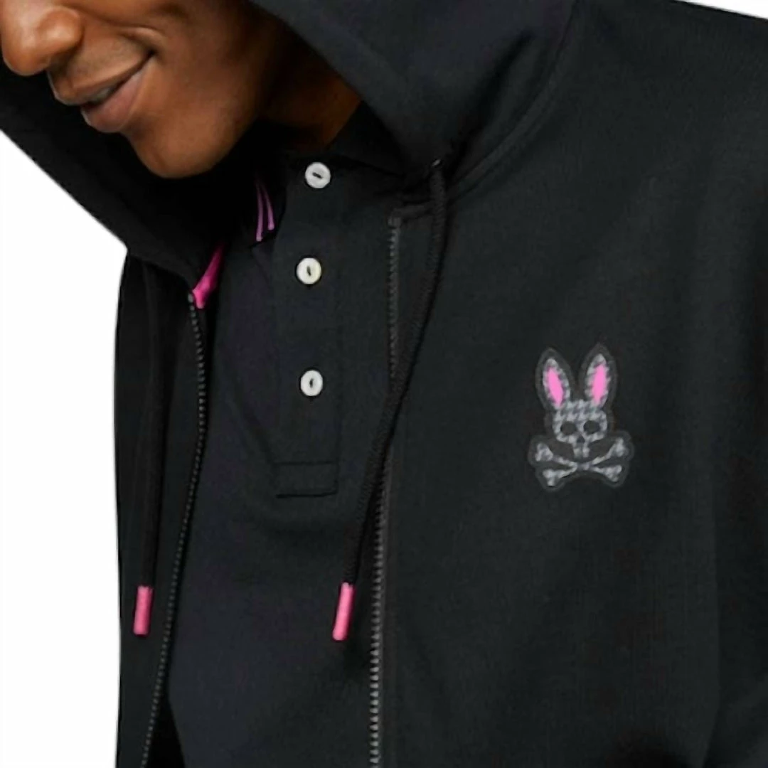 Psycho Bunny Men'S Drake Full Zip Hoodie in Black 4 Psycho Bunny Men'S Drake Full Zip Hoodie in Black - Image 2
