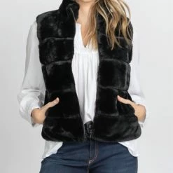 Love Token Krissy Faux Fur Vest in Black - women