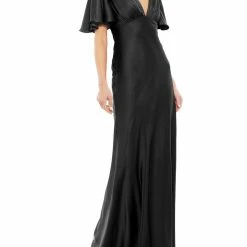 Ieena for Mac Duggal Womens Satin V-Neck Evening Dress
