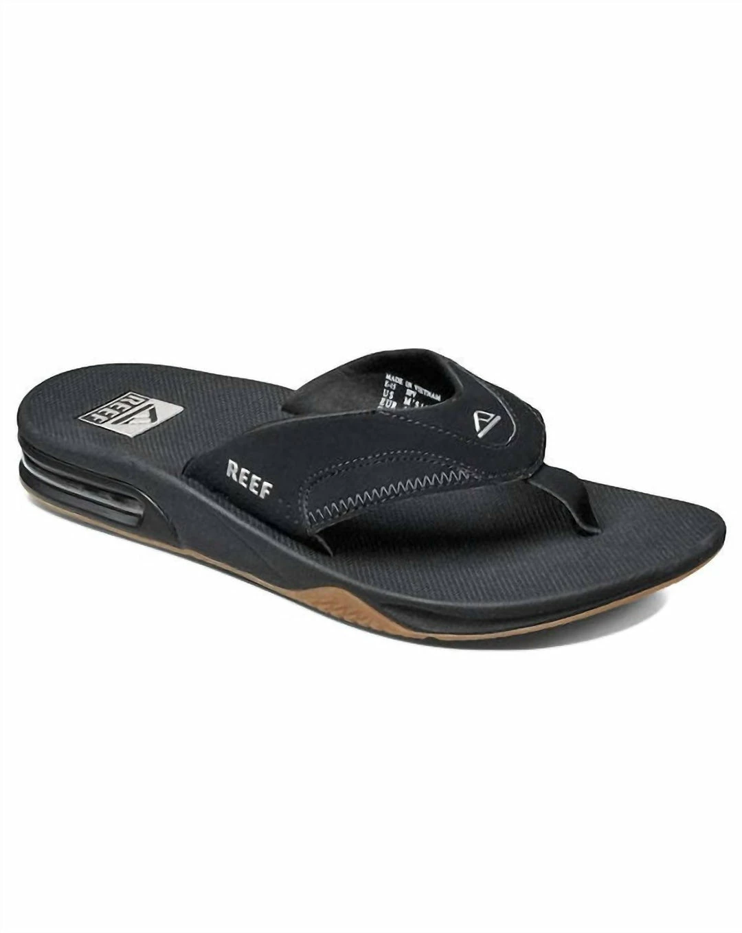 Reef Men'S Fanning Flip Flops in Black/Silver 4 Reef Men'S Fanning Flip Flops in Black/Silver - Image 2