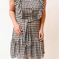 Saylor Simona Mini Dress in Black Gingham - women