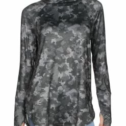 B New York Womens Camo Hooded Top