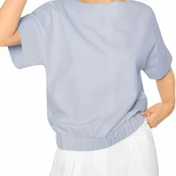 B New York Womens Cinched Waist Pinstripe Blouse