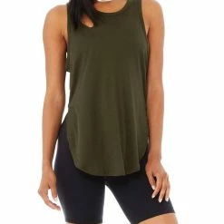 Outlets Shop 2 Alo Yoga Ribbed Peak Tank in Olive - women