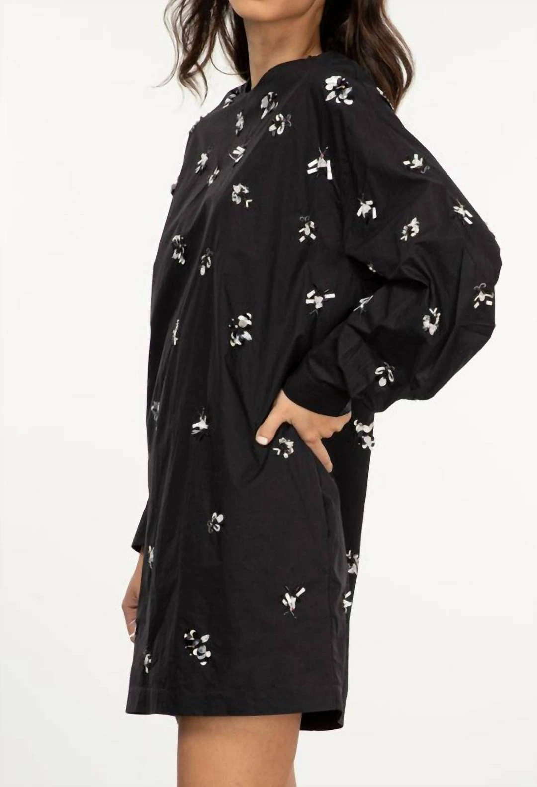 Essentiel Antwerp Zug Sequin Cotton Pop Dress in Black - women 4 Essentiel Antwerp Zug Sequin Cotton Pop Dress in Black - women - Image 2