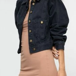 Essentiel Antwerp Zelfie Colour Denim Jacket in Black - women