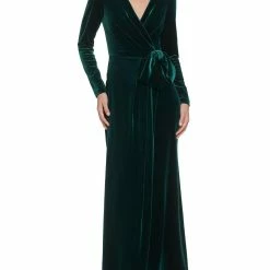 Eliza J Womens Velvet Faux Wrap Evening Dress
