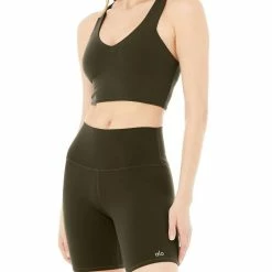 Outlets Shop 11 Alo Yoga Real Bra Tank in Dark Olive - women