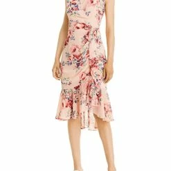 Eliza J Womens Ruched Knee Wrap Dress