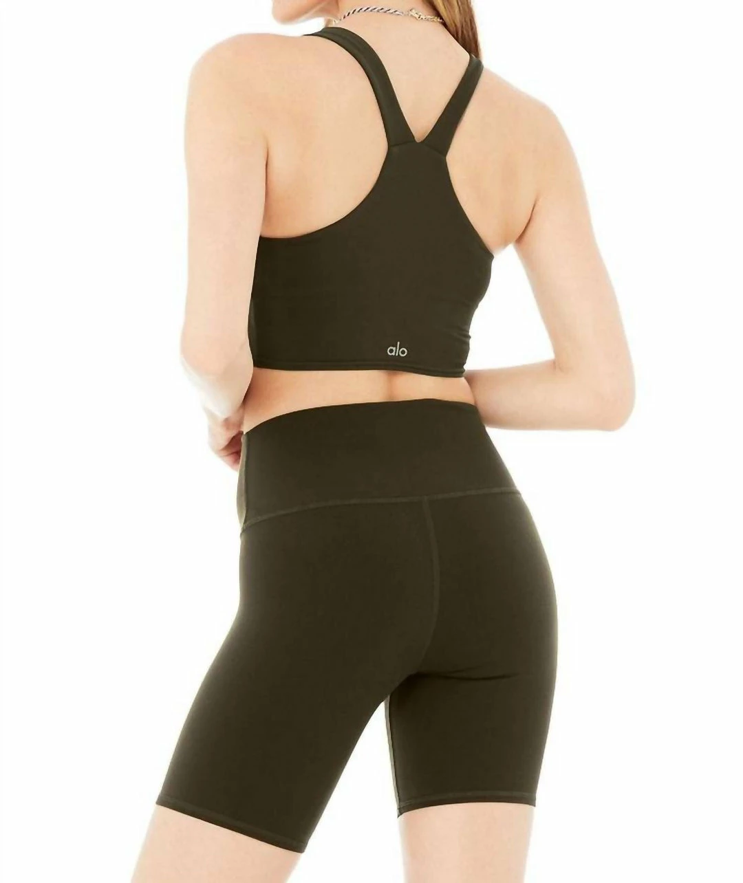 Alo Yoga Real Bra Tank in Dark Olive - women 4 Alo Yoga Real Bra Tank in Dark Olive - women - Image 2