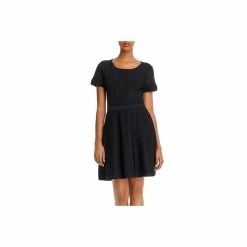 Parker Hamilton Womens Knit Ribbed Fit & Flare Dress